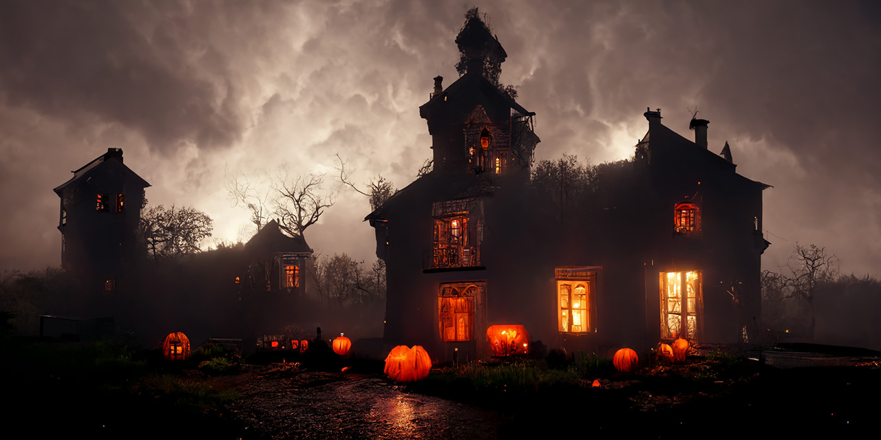 Spooky Haunted House on Halloween|