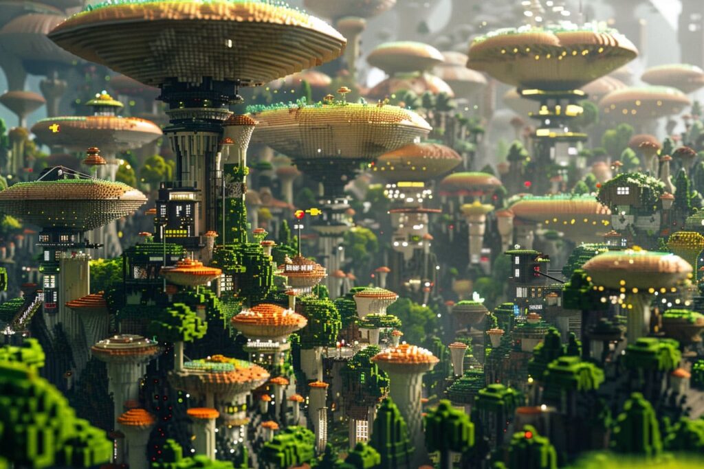 A Mushroom City in the Forest