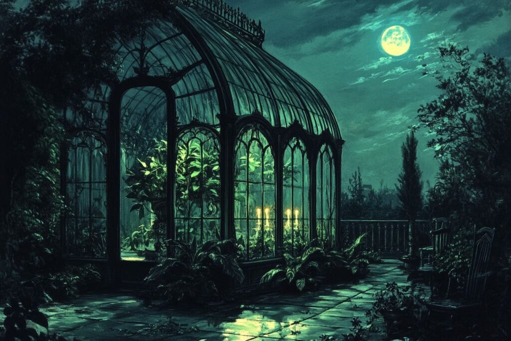 Greenhouse in the moonlight